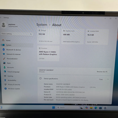 PCL PF5LUXG 15.6" Ryzen 5 5500U 2.1GHz 16GB RAM 1TB SSD