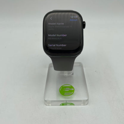 GPS Only Apple Watch Series 11 46MM Jet Black Aluminum Gray Sport Band MEW84LW/A