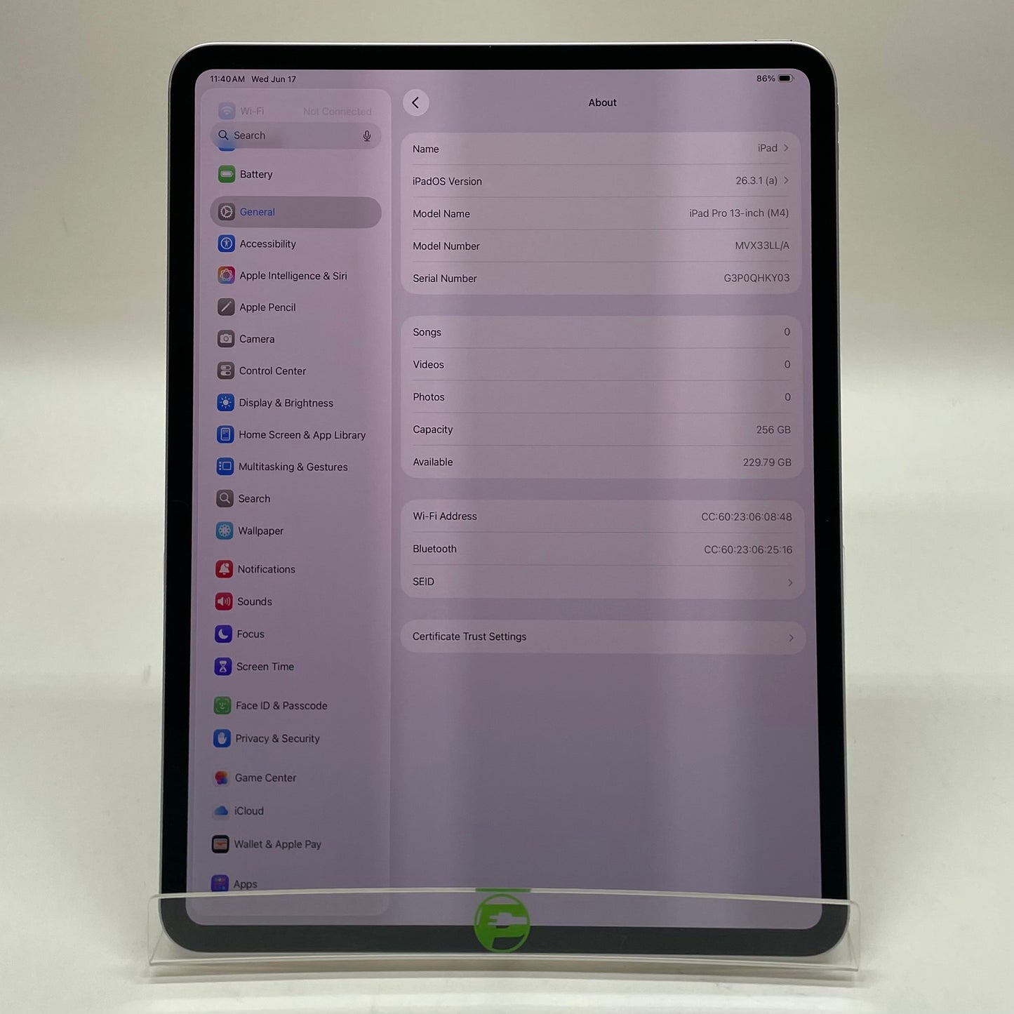 WiFi Only Apple iPad Pro 13" M4 256GB Silver MVX33LL/A