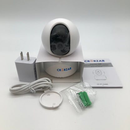 New Crorzar Indoor 360° PTZ Cam WiFi Smart Home Security Camera White