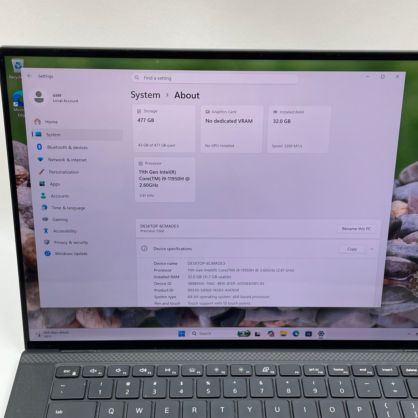 Dell Precision 5560 15.6" i9-11950H 2.6GHz 32GB RAM 512GB SSD