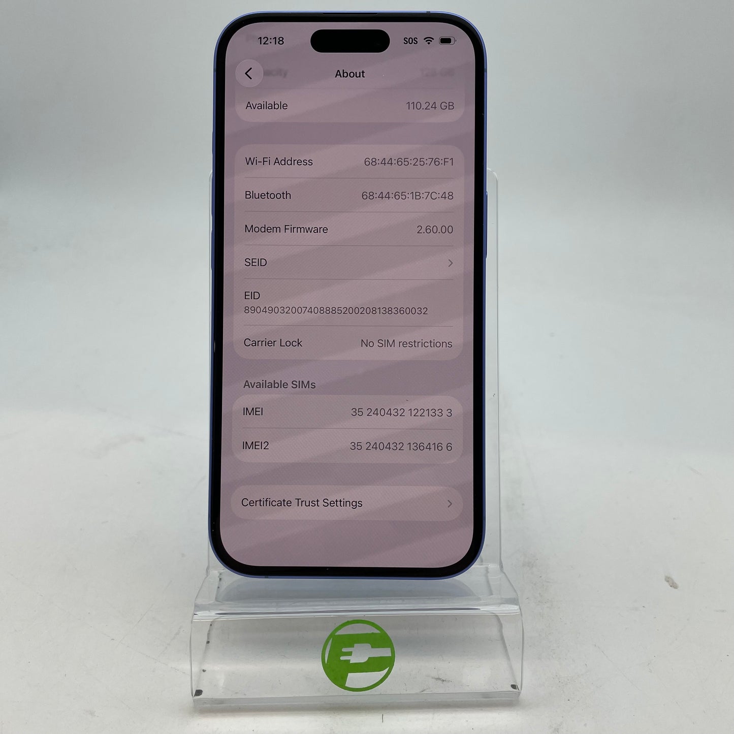 Factory Unlocked Apple iPhone 16 128GB Ultramarine MYAT3LL/A