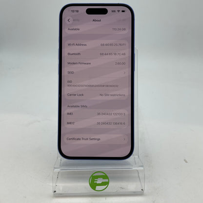 Factory Unlocked Apple iPhone 16 128GB Ultramarine MYAT3LL/A